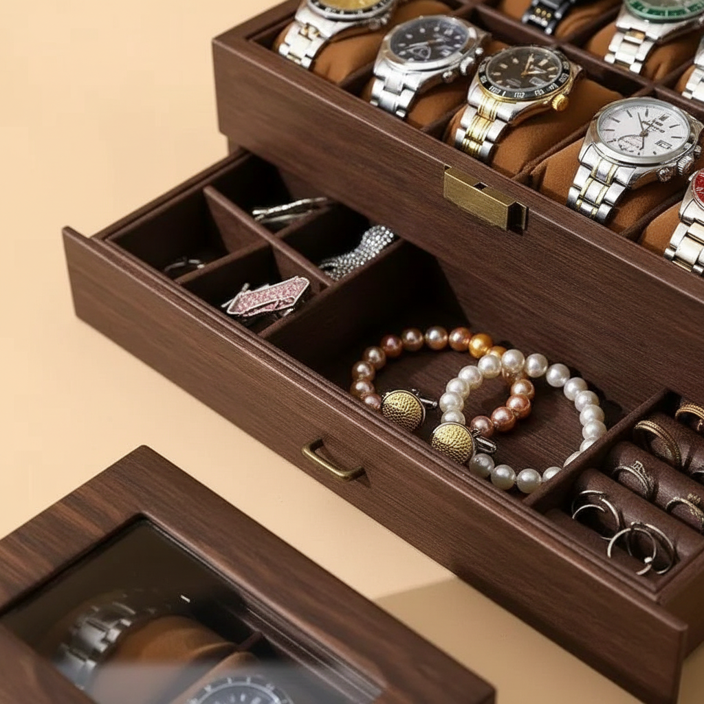 Double Layer Leather Watch Box - FEAT2