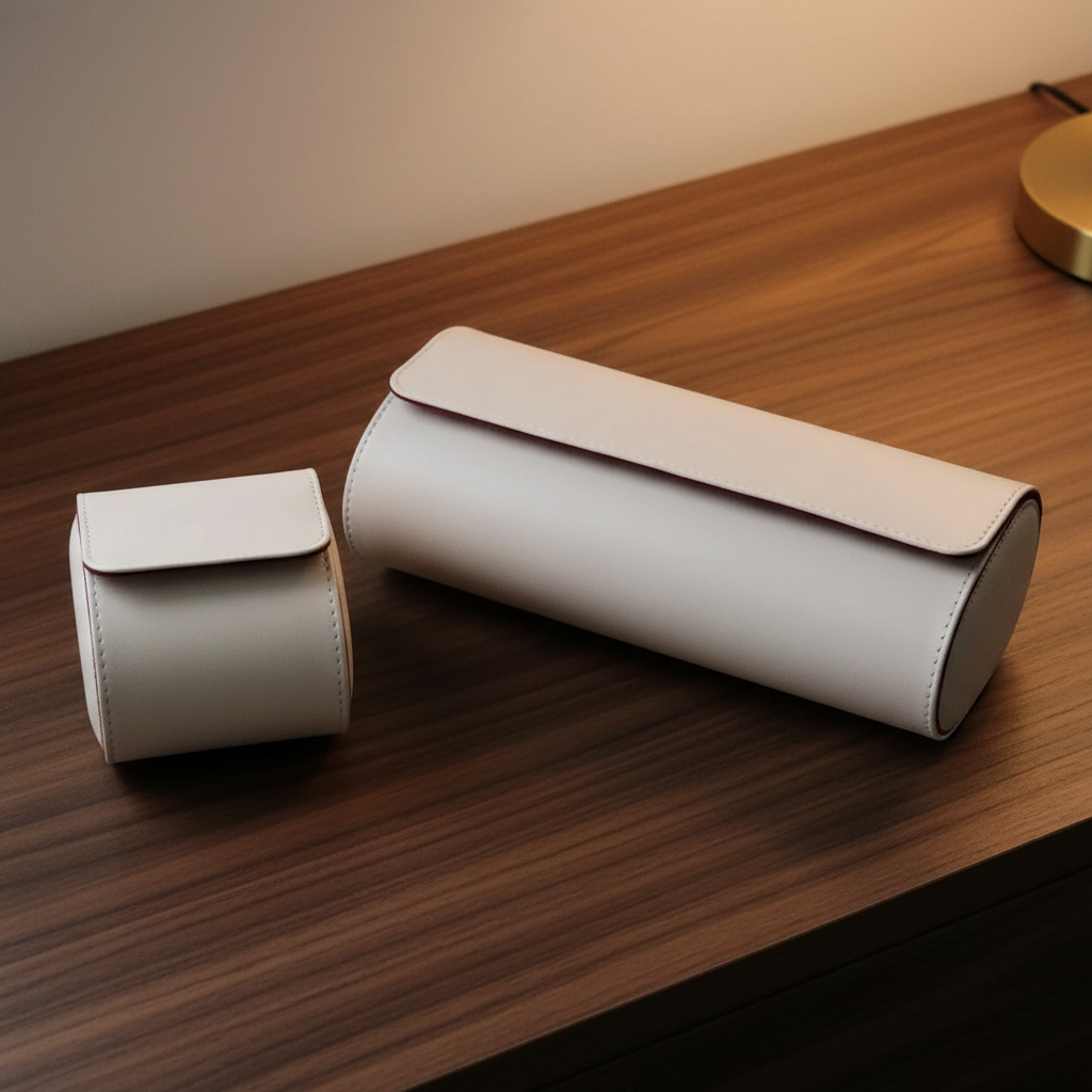 White Leather Watch Roll
