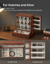 12-Slot Solid Wood Watch Box