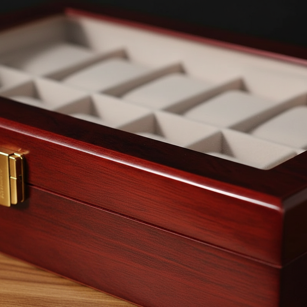 Dark Red Wooden Watch Box