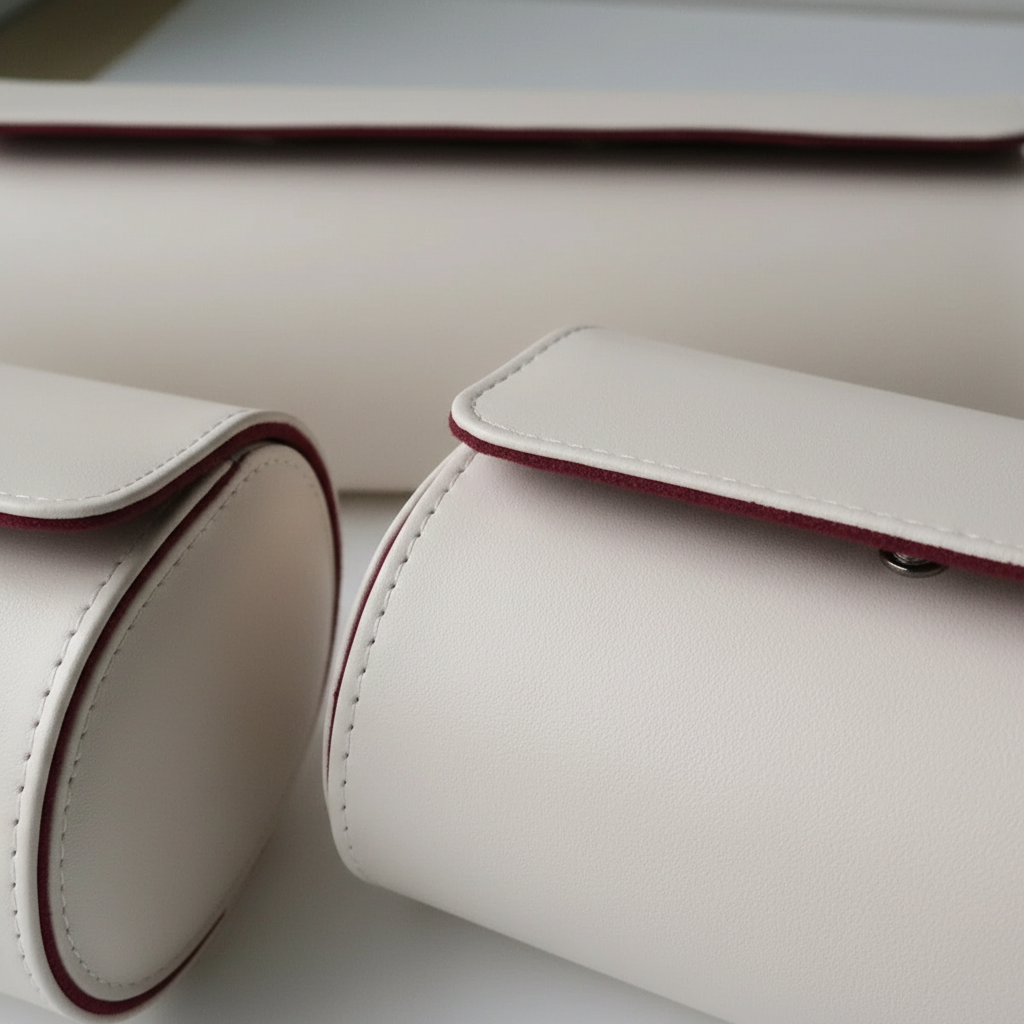 White Leather Watch Roll