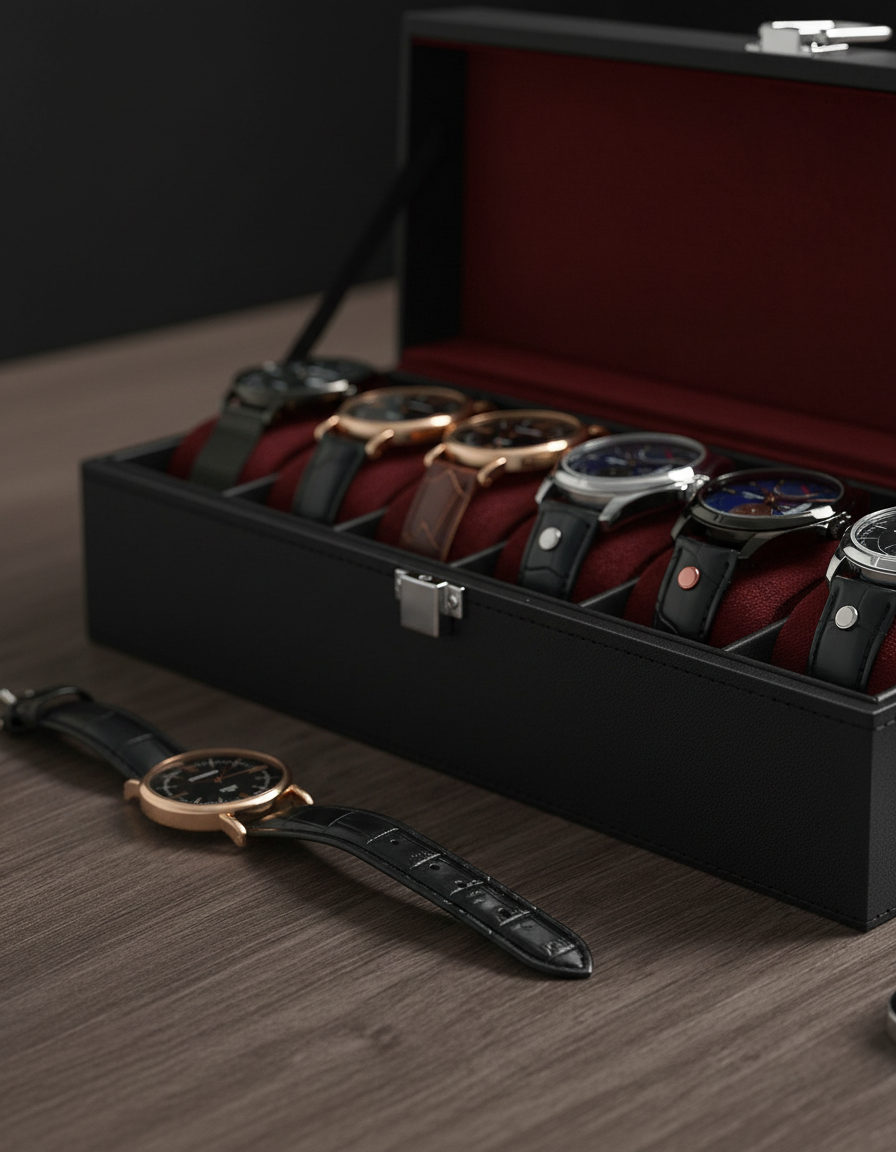 6-Slot Watch Box with Glass Lid
