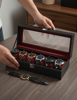 6-Slot Watch Box with Glass Lid