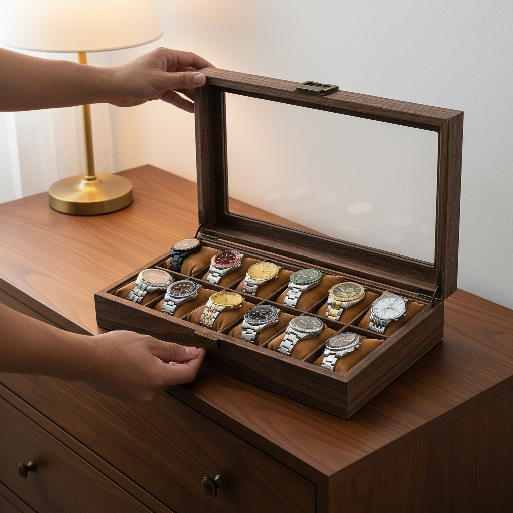Double Layer Leather Watch Box