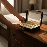 Leather Watch Box with Glass Top