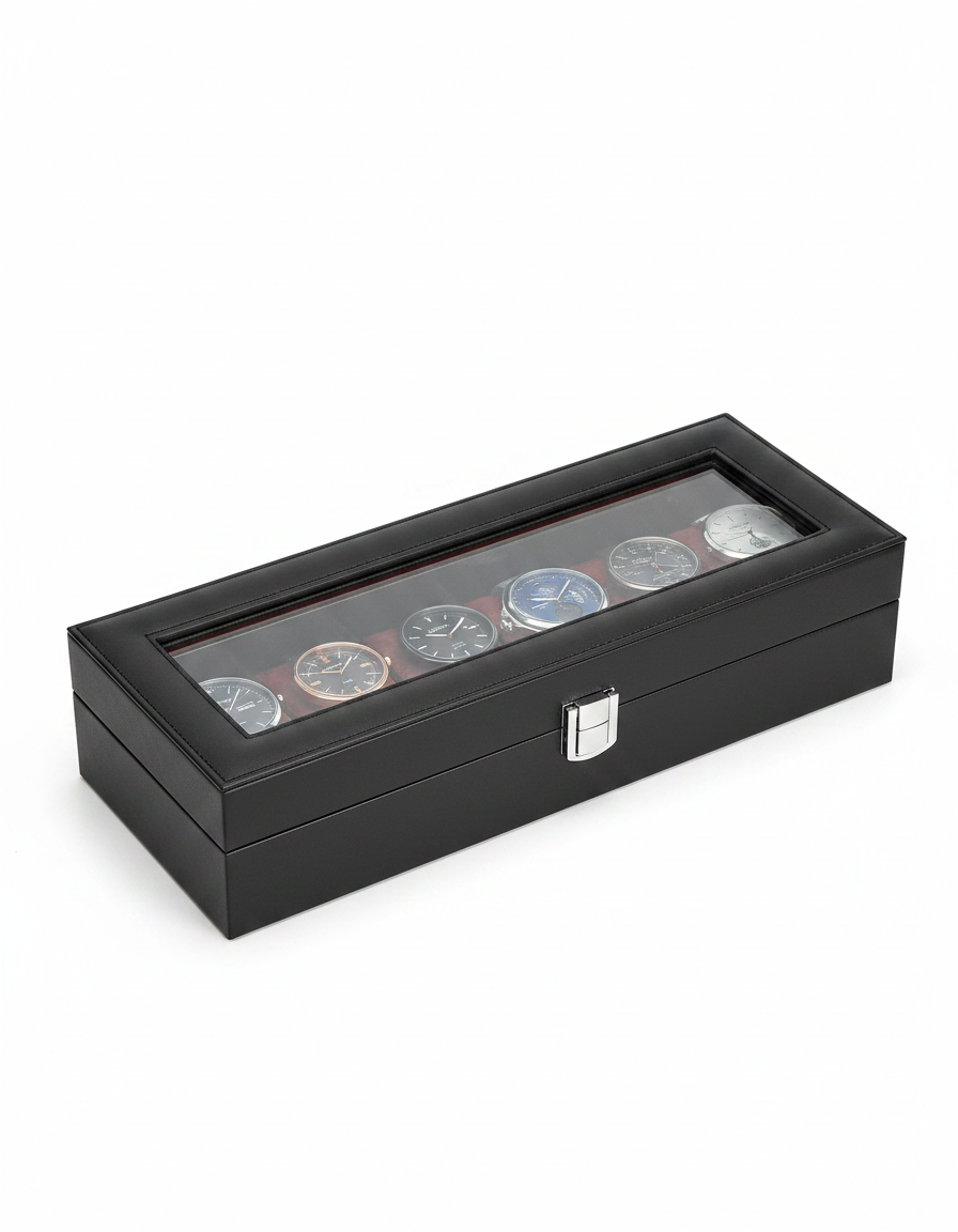 6-Slot Watch Box with Glass Lid