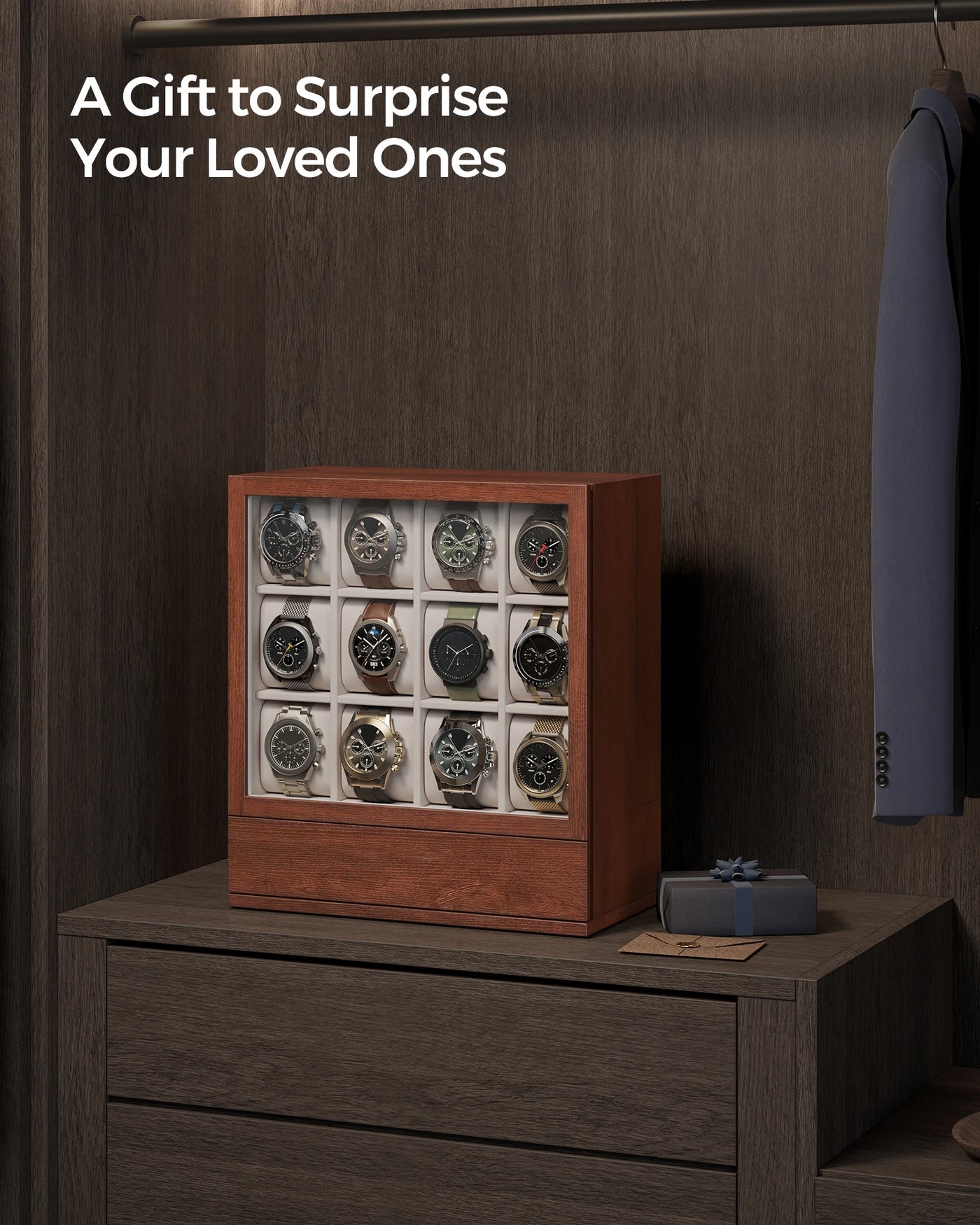 12-Slot Solid Wood Watch Box