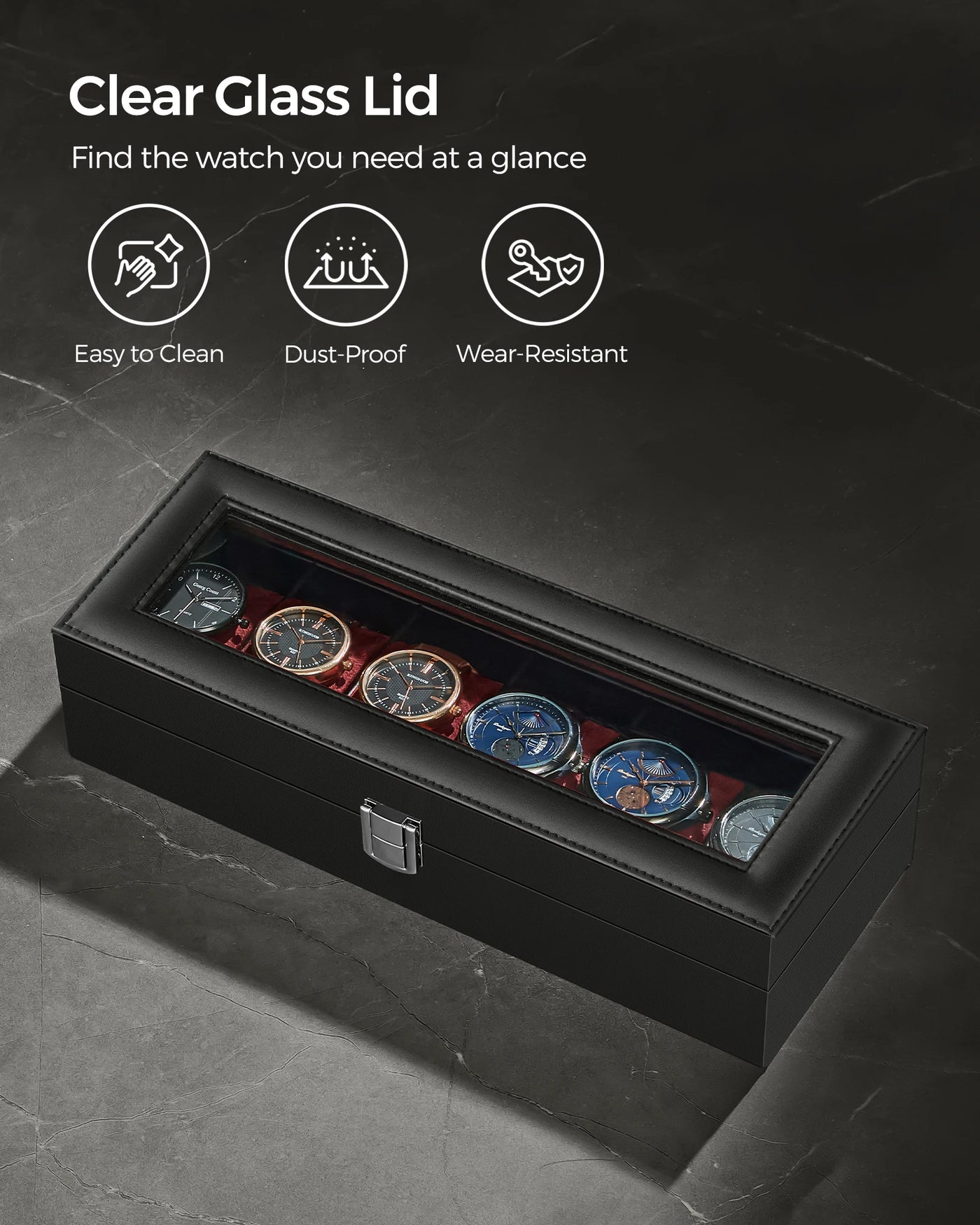 6-Slot Watch Box with Glass Lid