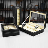 Leather Watch Box with Glass Top