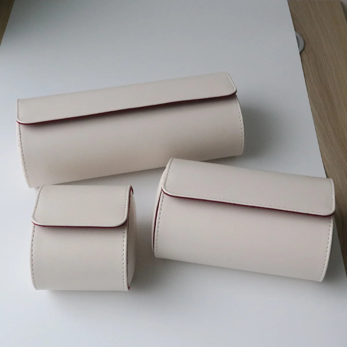 White Leather Watch Roll