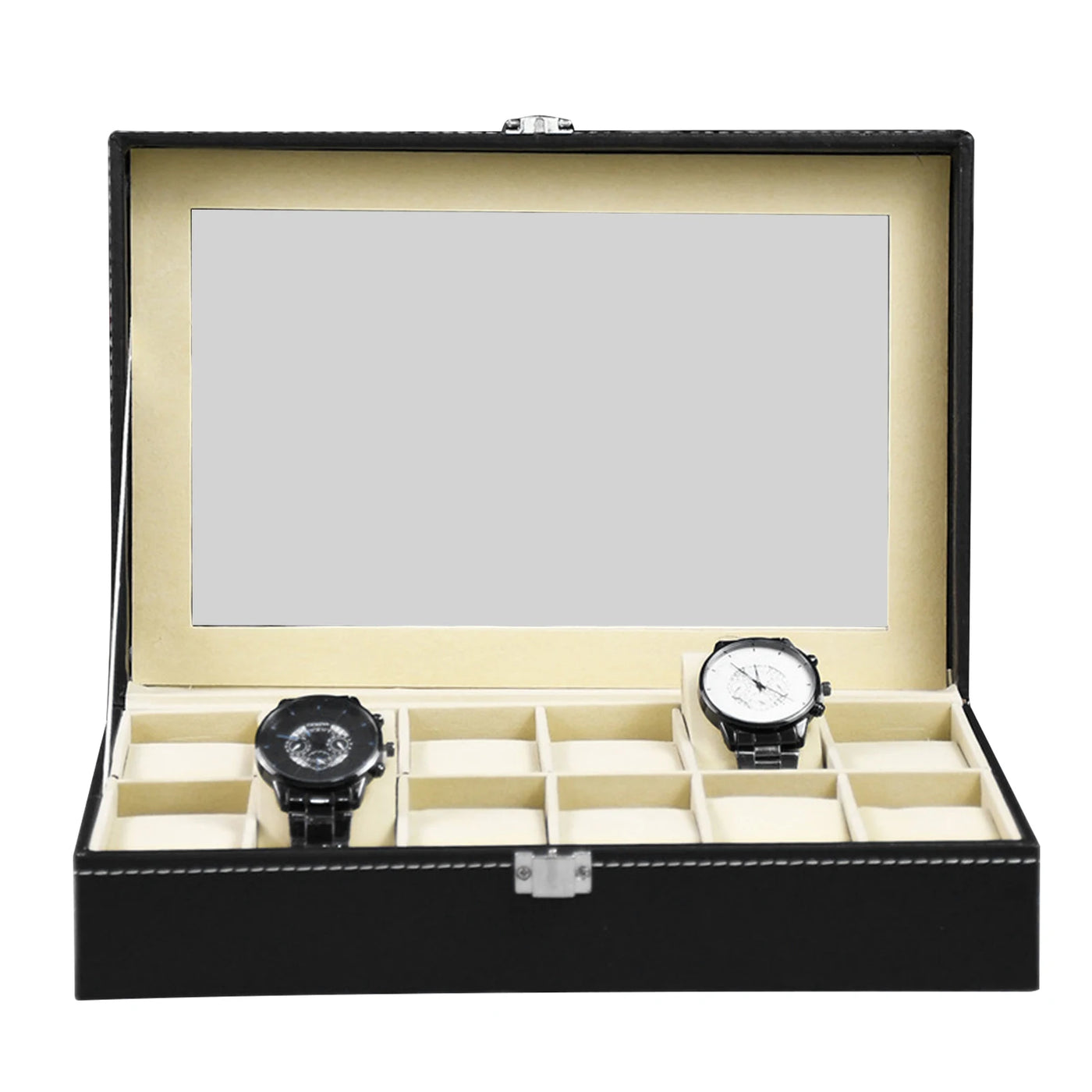 Leather Watch Box with Glass Top