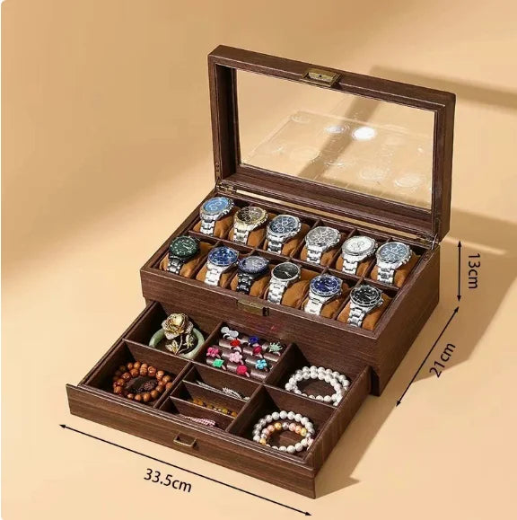 Double Layer Leather Watch Box