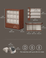 12-Slot Solid Wood Watch Box