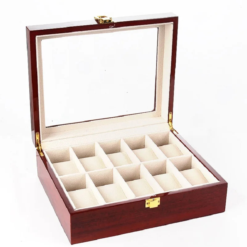 Dark Red Wooden Watch Box
