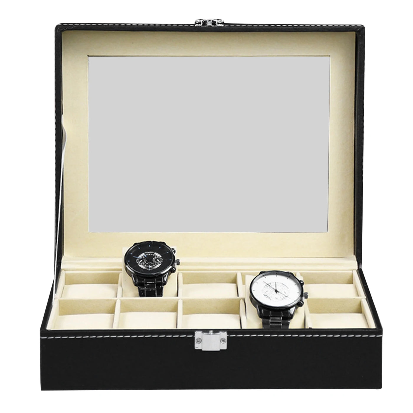 Leather Watch Box with Glass Top