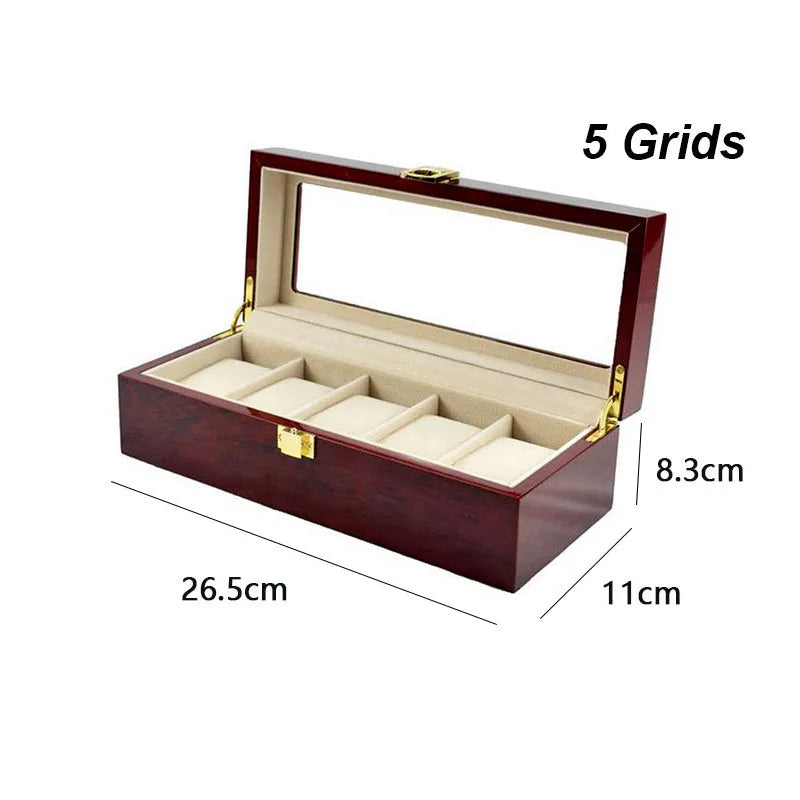 Dark Red Wooden Watch Box