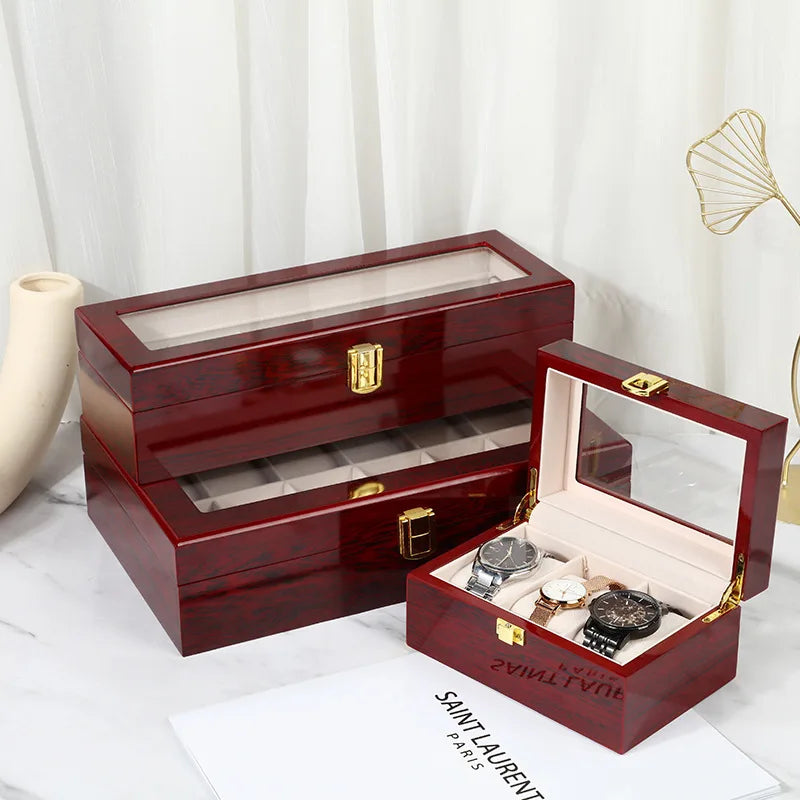 Dark Red Wooden Watch Box