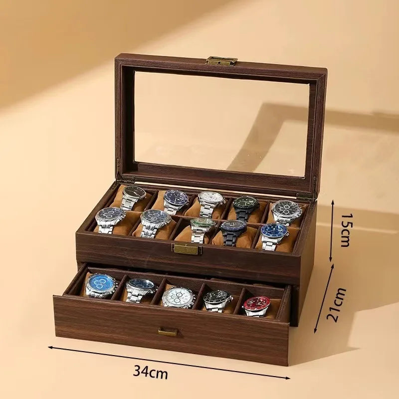 Double Layer Leather Watch Box