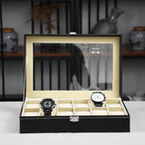 Leather Watch Box with Glass Top