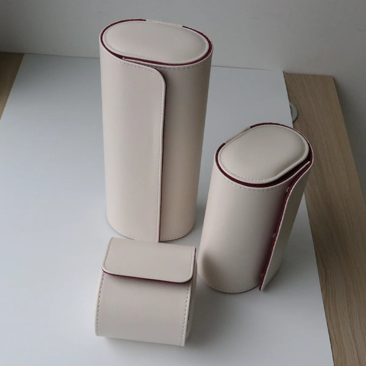 White Leather Watch Roll