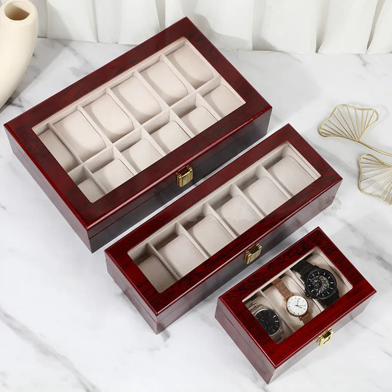 Dark Red Wooden Watch Box