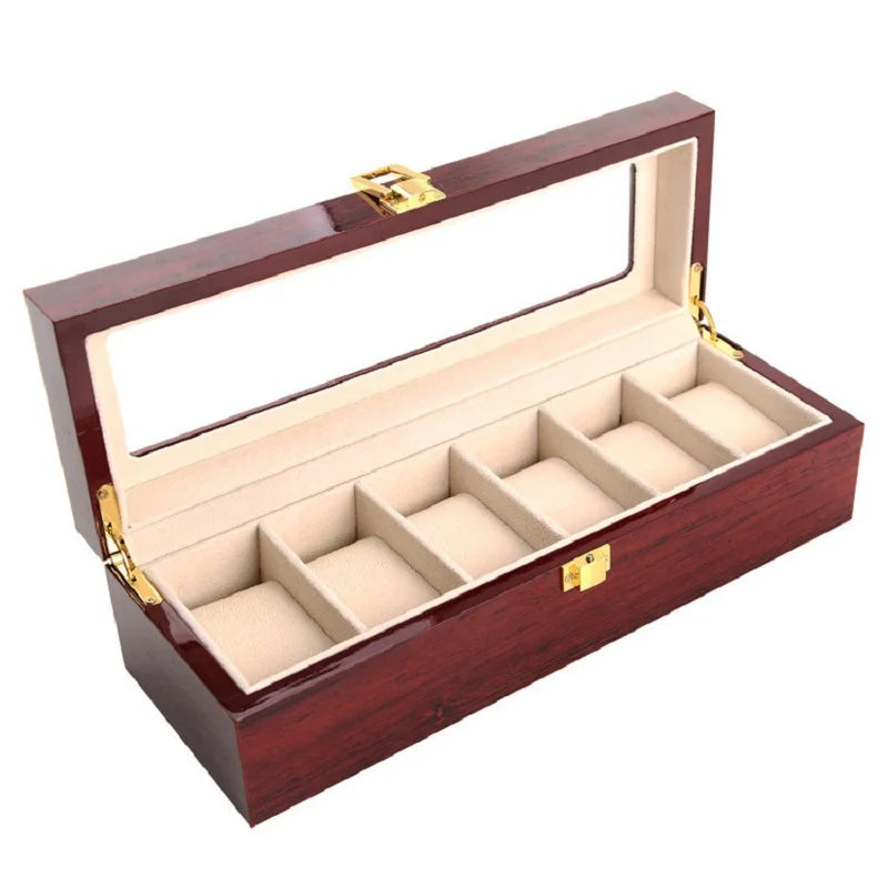 Dark Red Wooden Watch Box