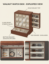 12-Slot Solid Wood Watch Box