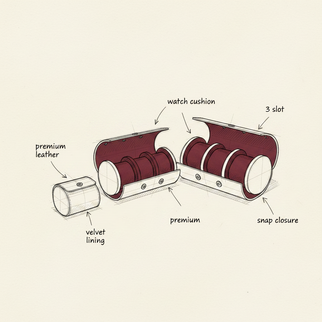 White Leather Watch Roll