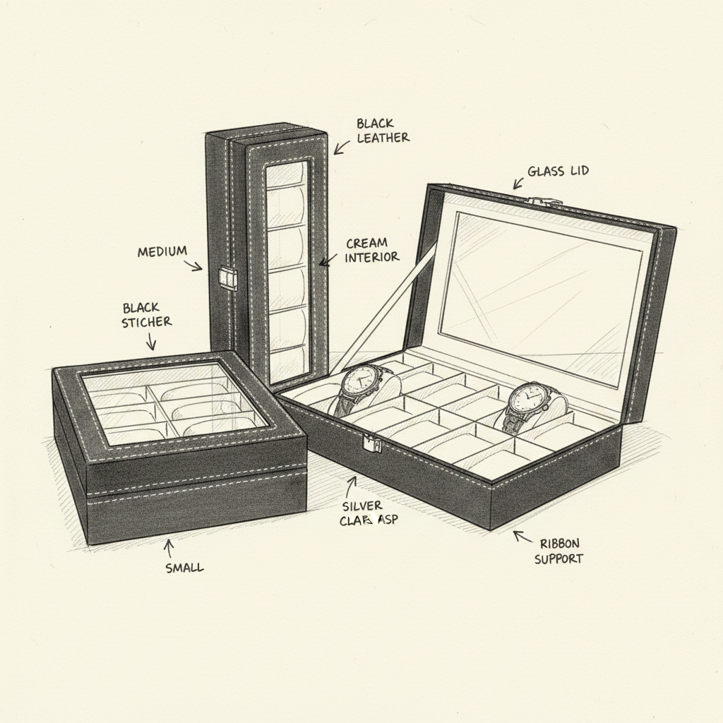 Leather Watch Box with Glass Top