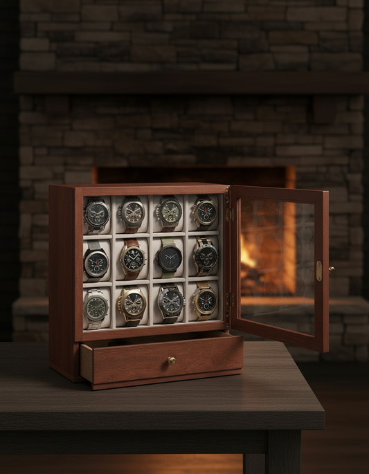 12-Slot Solid Wood Watch Box - shot-A