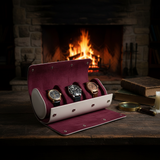 White Leather Watch Roll - shot-A