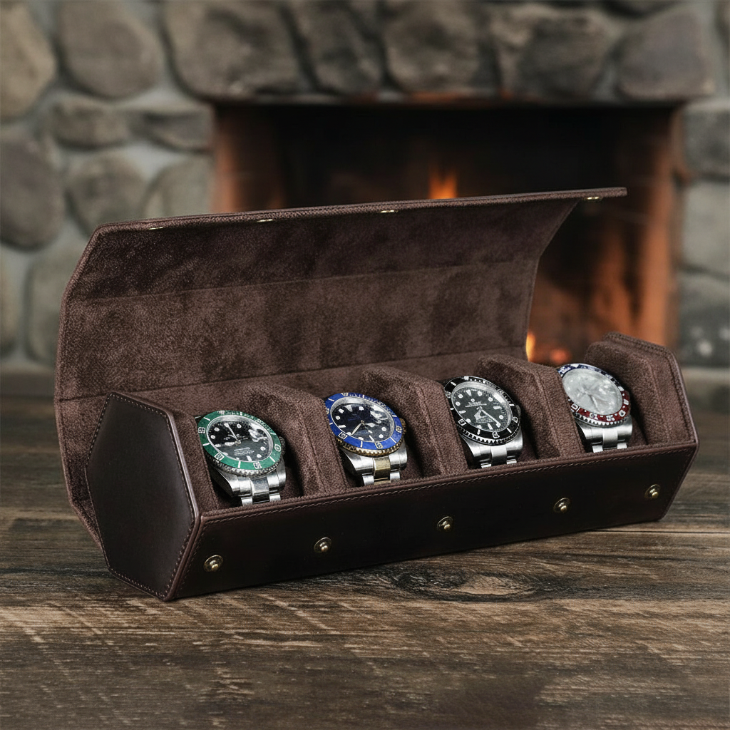 Classic Leather Watch Roll - shot-A