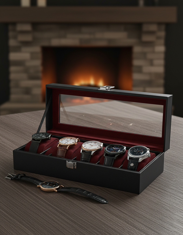 6-Slot Watch Box with Glass Lid - shot-A