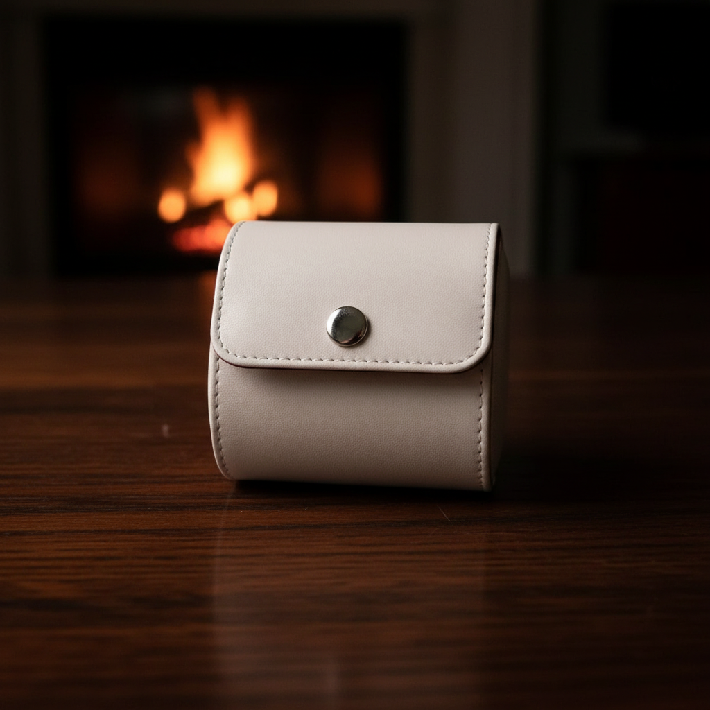 White Leather Watch Roll - shot-B