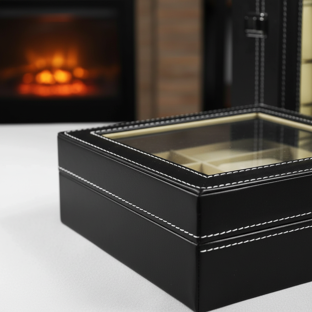 Leather Watch Box with Glass Top - shot-B