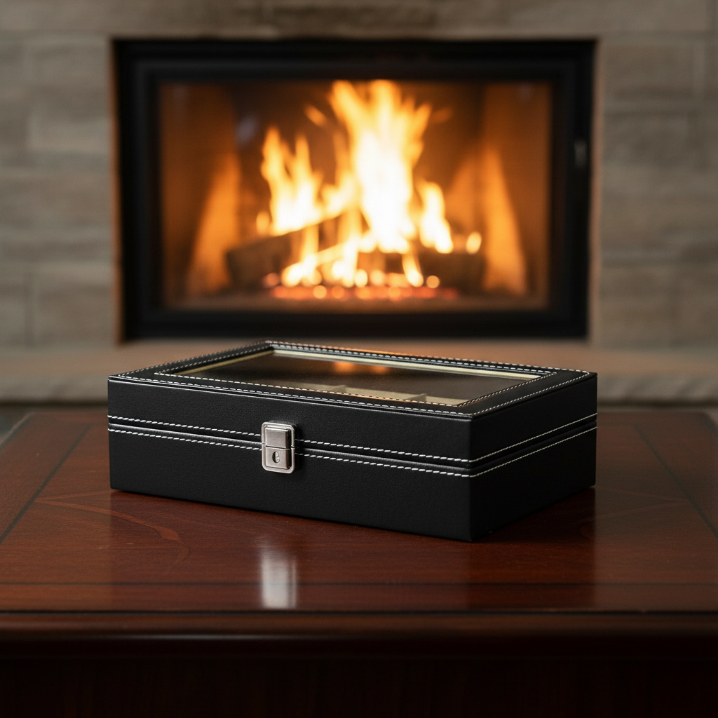 Leather Watch Box with Glass Top - shot-D