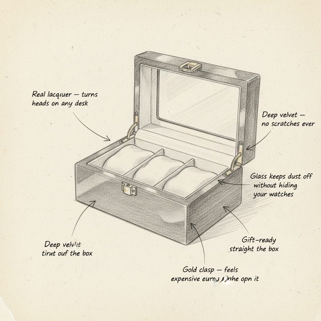 Dark Red Wooden Watch Box - shot-SKETCH