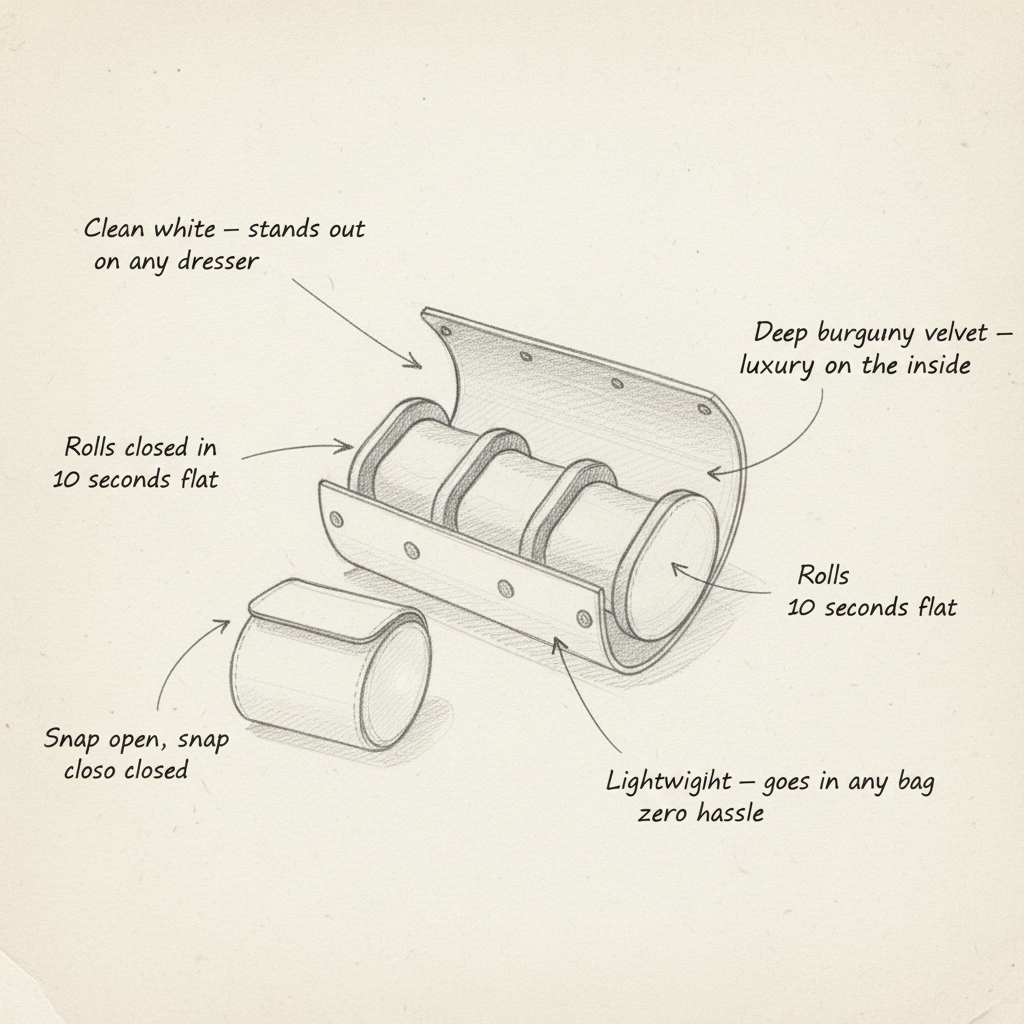 White Leather Watch Roll - shot-SKETCH