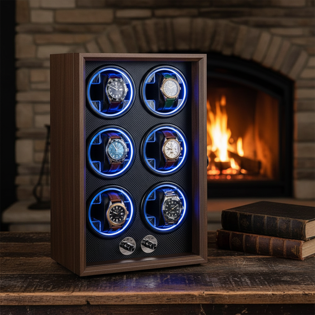 LED Wooden Watch Winder - shot-V-6slot