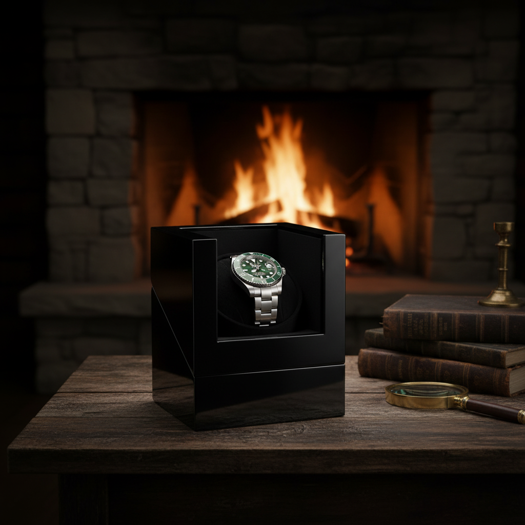 Compact Watch Winder - shot-V1-Black-Single