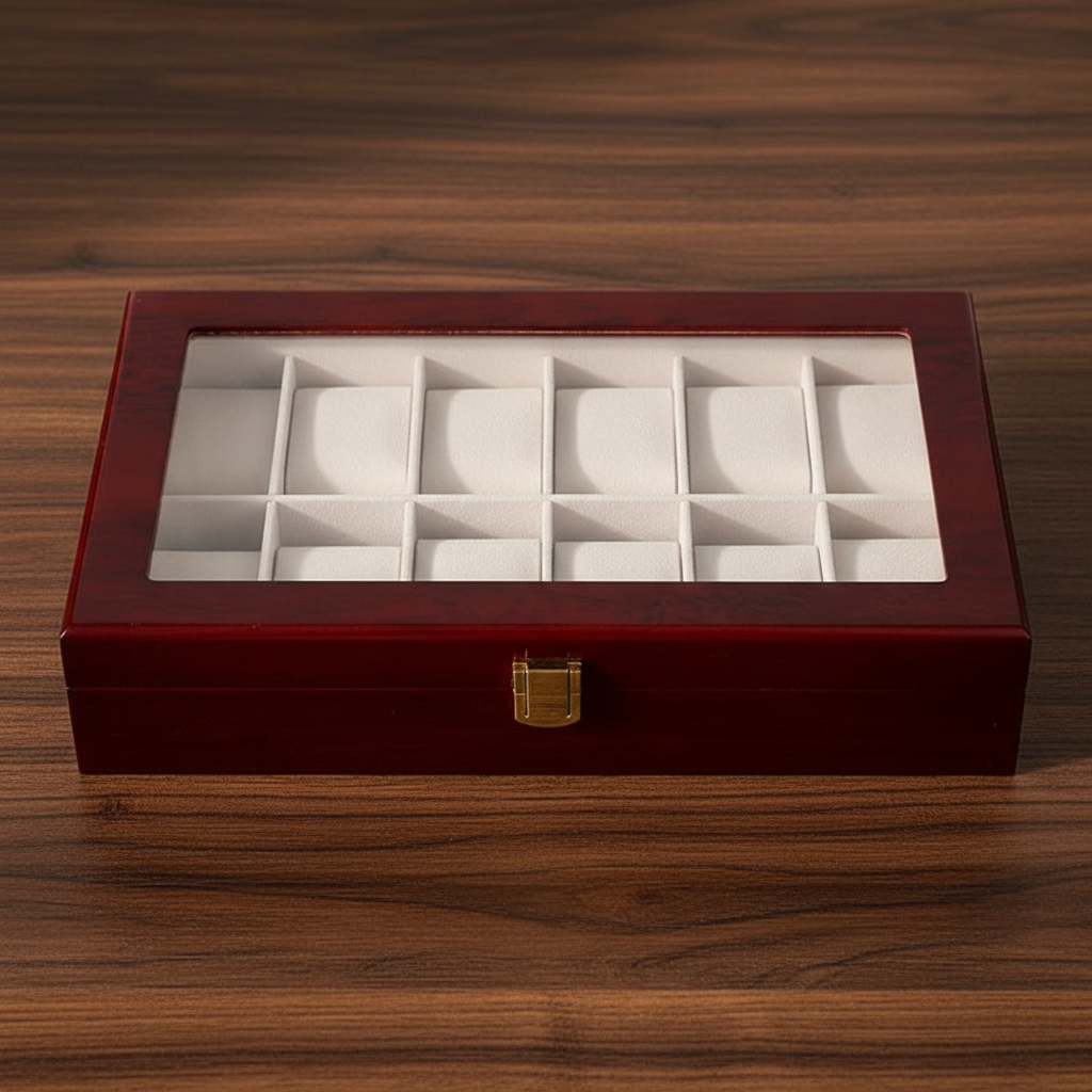 Dark Red Wooden Watch Box