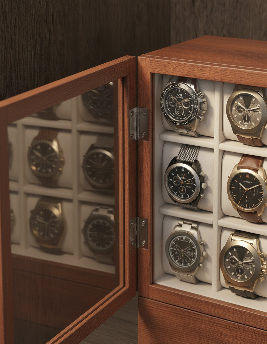 12-Slot Solid Wood Watch Box - FEAT2
