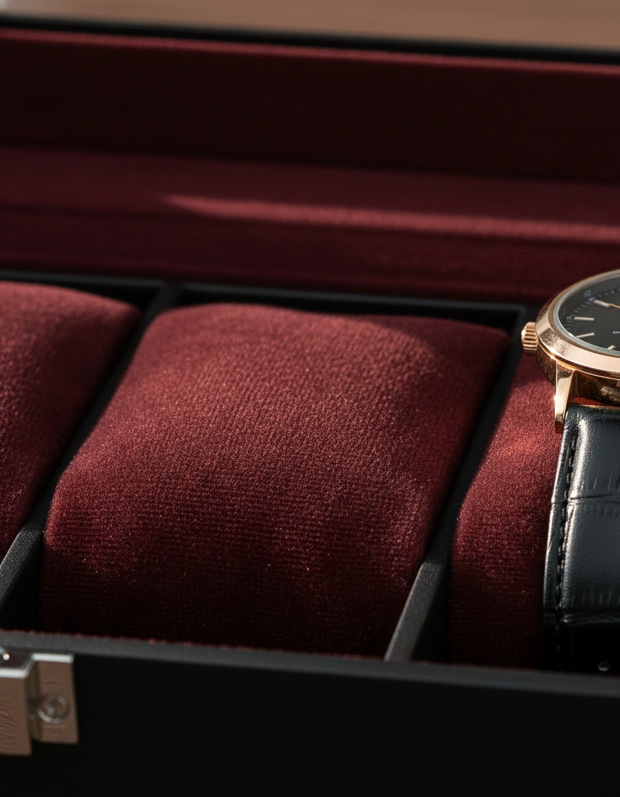 6-Slot Watch Box with Glass Lid - FEAT1