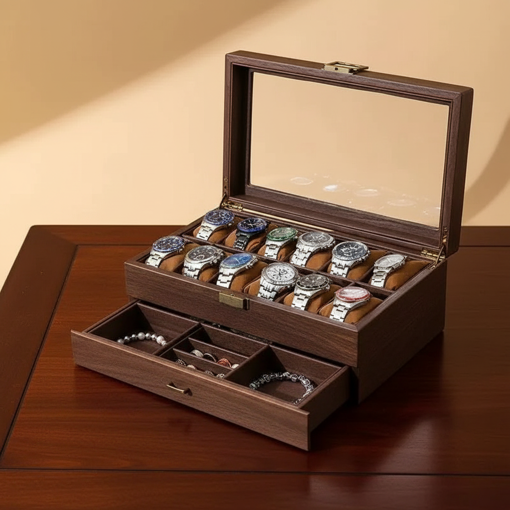 Double Layer Leather Watch Box - FEAT4