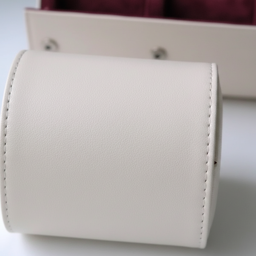 White Leather Watch Roll - FEAT1